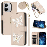 For Xiaomi Redmi Note 17 Pro+ 5G Case Glitter Butterfly Zipper Pocket Stand Leather Phone Cover with Hand Strap / Shoulder Strap