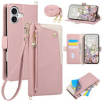 For iPhone 17 Case with Wrist Strap and Shoulder Strap Dual Color Zipper Pocket Wallet Leather Phone Cover