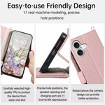 For iPhone 17 Case with Wrist Strap and Shoulder Strap Dual Color Zipper Pocket Wallet Leather Phone Cover