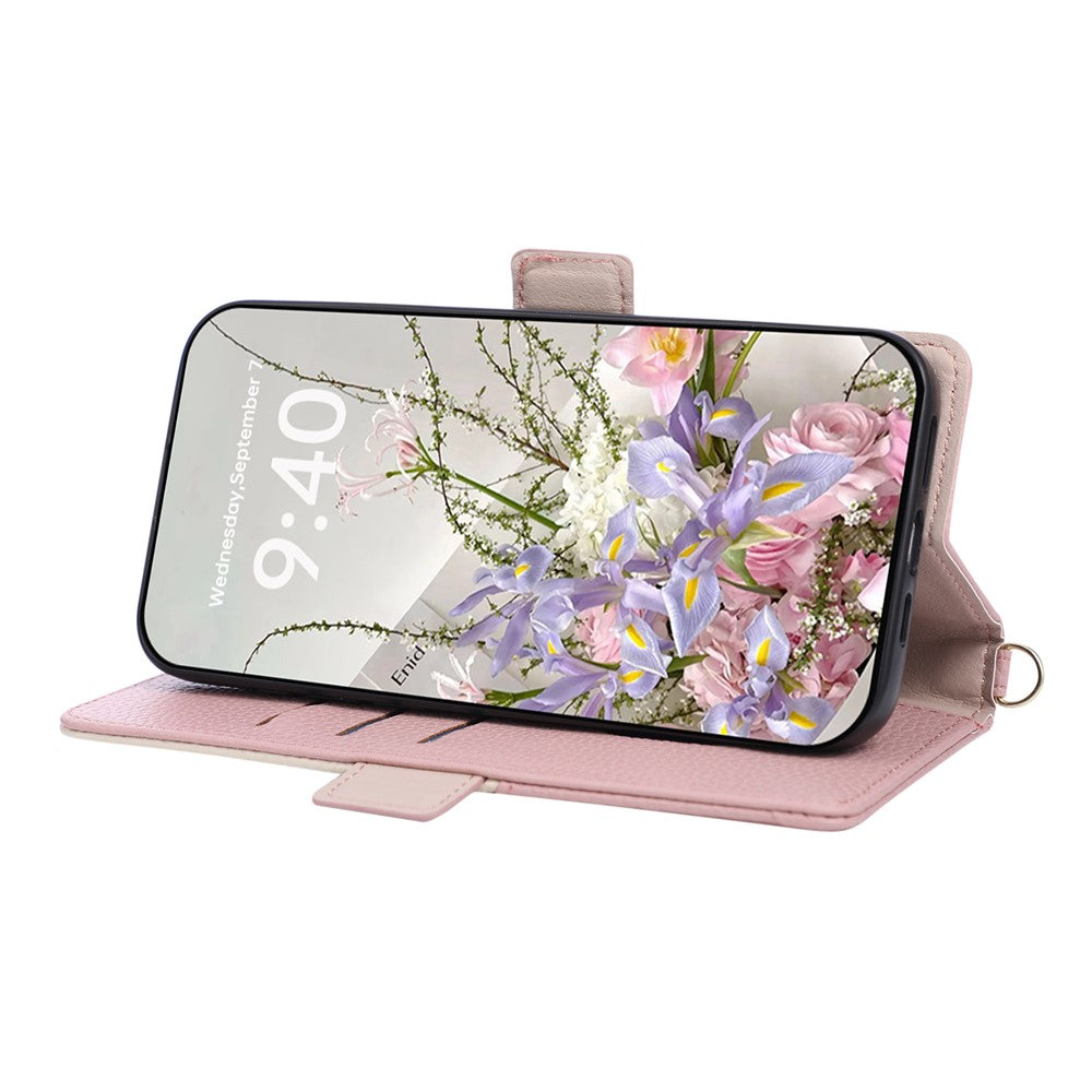 For iPhone 17e  /  16e Case with Wrist Strap and Shoulder Strap Dual Color Zipper Pocket Wallet Leather Phone Cover