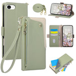 For iPhone 17e  /  16e Case with Wrist Strap and Shoulder Strap Dual Color Zipper Pocket Wallet Leather Phone Cover