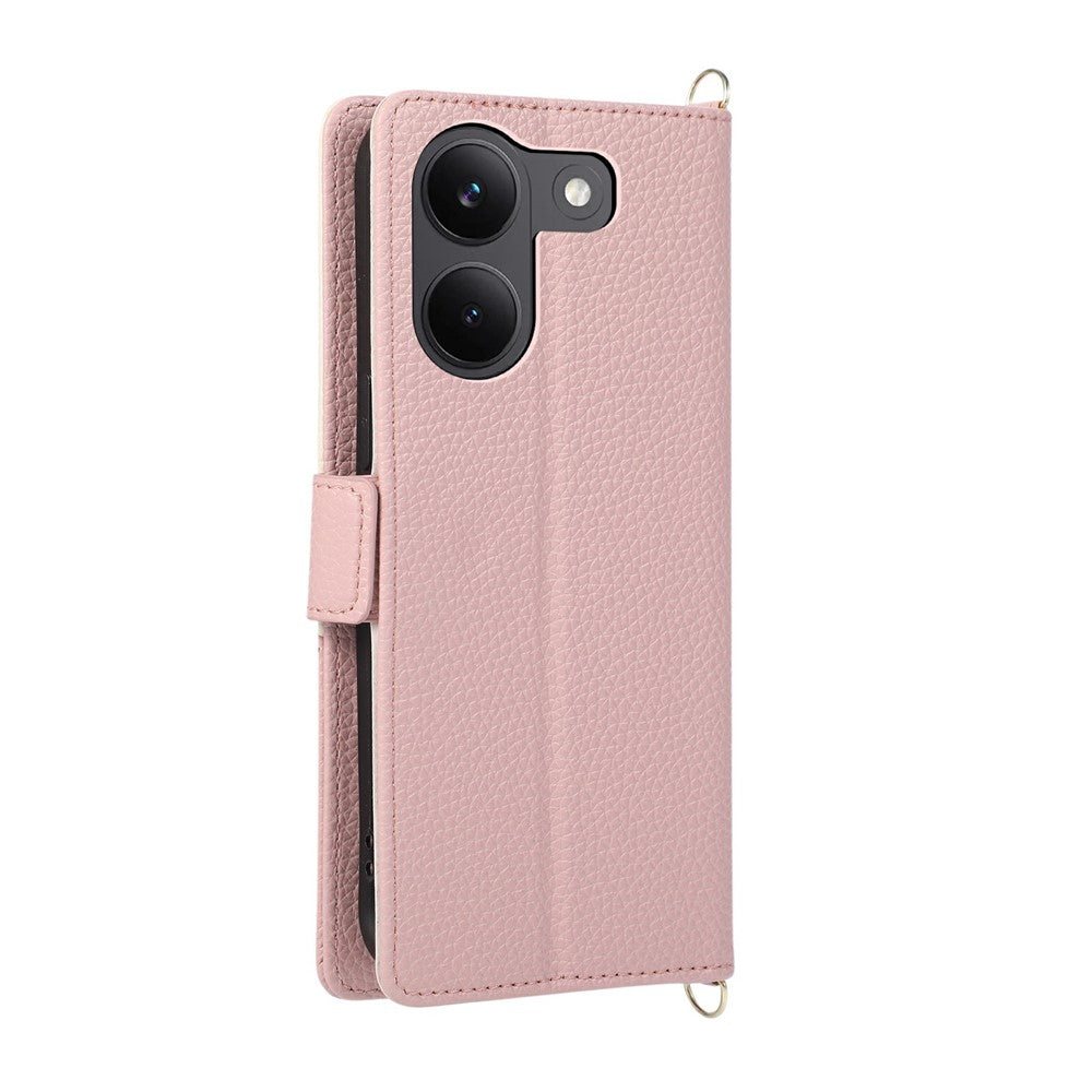 Xiaomi Redmi Turbo 5 5G / Poco X8 Pro 5G-cover med håndledsrem og skulderrem, tofarvet lynlås, tegnebog og læder