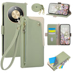 For Honor X70 5G  /  X9d 5G  /  Magic8 Lite 5G Case with Wrist Strap and Shoulder Strap Dual Color Zipper Pocket Wallet Leather Phone Cover