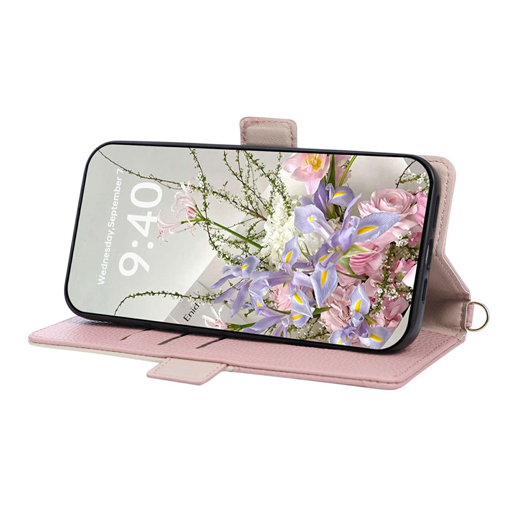 Til iPhone 15 Pro Cover med Håndledsrem og Skulderrem Dual Color Lynlåslomme Pung Læder Telefoncover