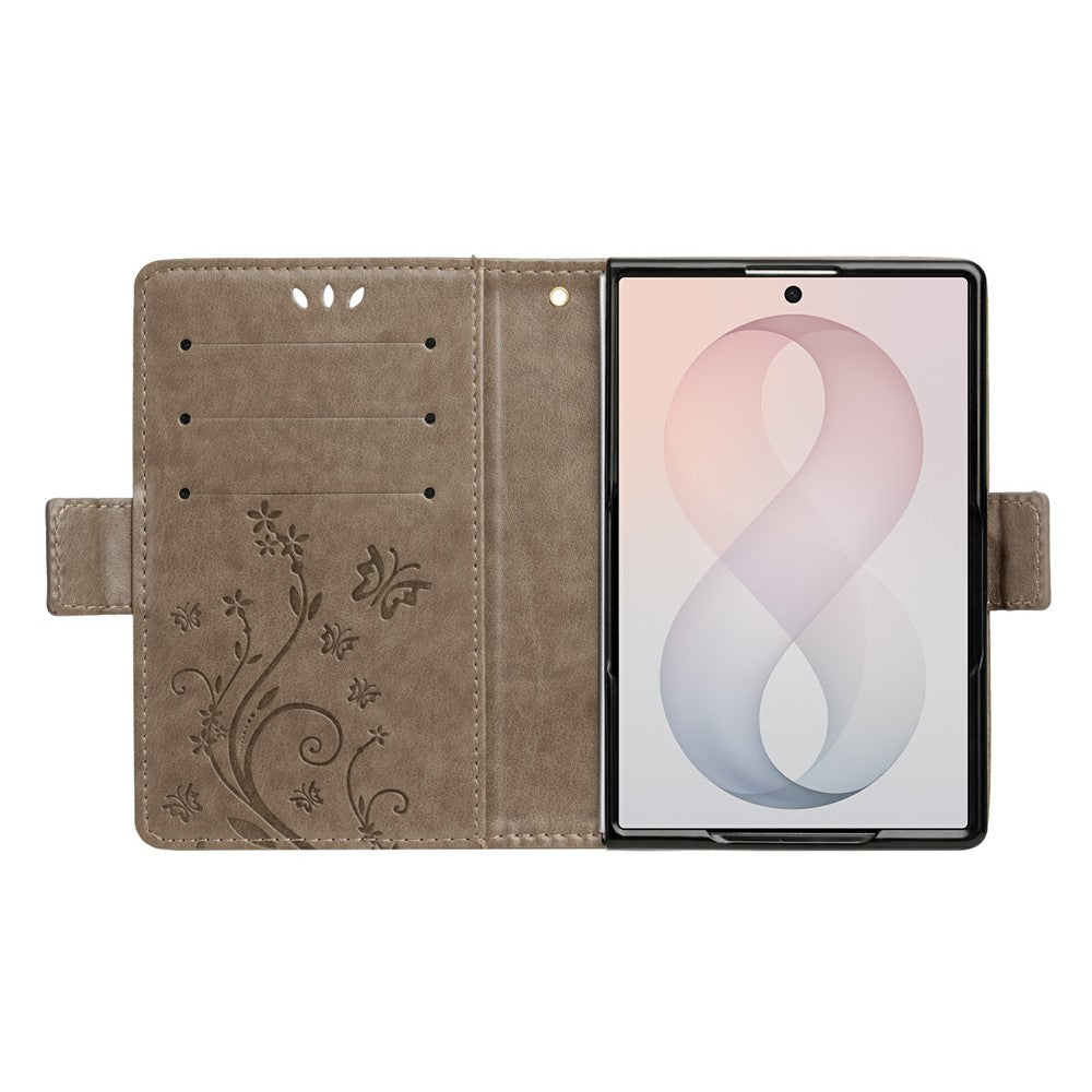 For Samsung Galaxy Z Fold8 Case Butterfly Flower Imprinted Leather Phone Cover