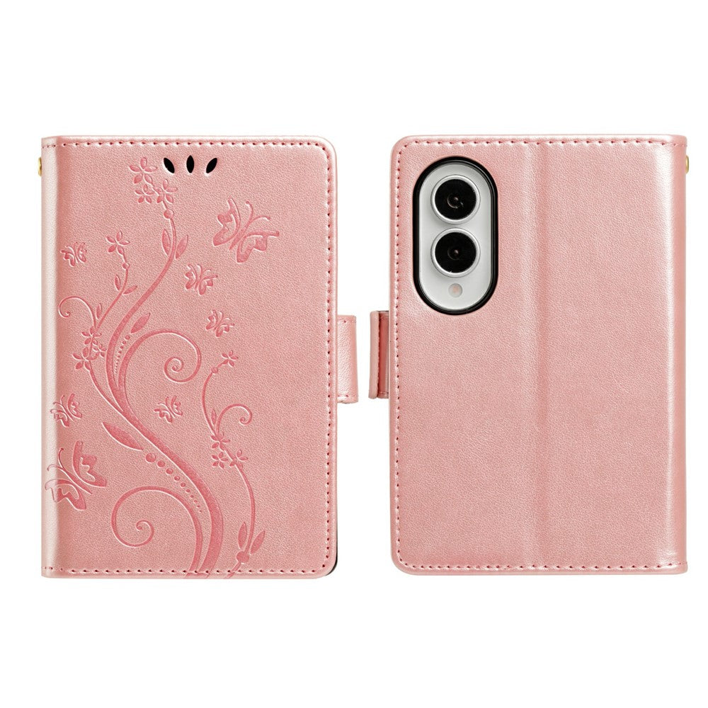 For Samsung Galaxy Z Fold8 Case Butterfly Flower Imprinted Leather Phone Cover