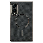 Magnetisk cover til Samsung Galaxy Z Fold8 i kulfiberstruktureret læder + galvaniseret pc-mobilcover med hærdet glasfilm