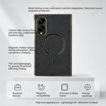 Magnetisk cover til Samsung Galaxy Z Fold8 i kulfiberstruktureret læder + galvaniseret pc-mobilcover med hærdet glasfilm