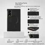 Magnetisk cover til Samsung Galaxy Z Fold8 i kulfiberstruktureret læder + galvaniseret pc-mobilcover med hærdet glasfilm