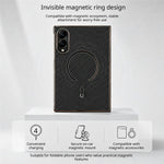 Magnetisk cover til Samsung Galaxy Z Fold8 i kulfiberstruktureret læder + galvaniseret pc-mobilcover med hærdet glasfilm