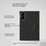 Magnetisk cover til Samsung Galaxy Z Fold8 i kulfiberstruktureret læder + galvaniseret pc-mobilcover med hærdet glasfilm