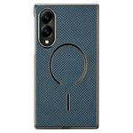 Magnetisk cover til Samsung Galaxy Z Fold8 i kulfiberstruktureret læder + galvaniseret pc-mobilcover med hærdet glasfilm