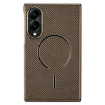 Magnetisk cover til Samsung Galaxy Z Fold8 i kulfiberstruktureret læder + galvaniseret pc-mobilcover med hærdet glasfilm