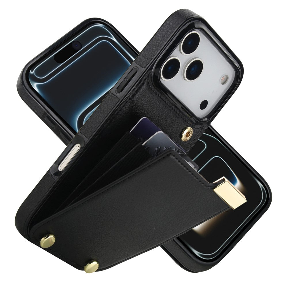 Til iPhone 18 Pro Max / 17 Pro Max Cover TPU + PU-læder med hardwaredekoration og kortholder