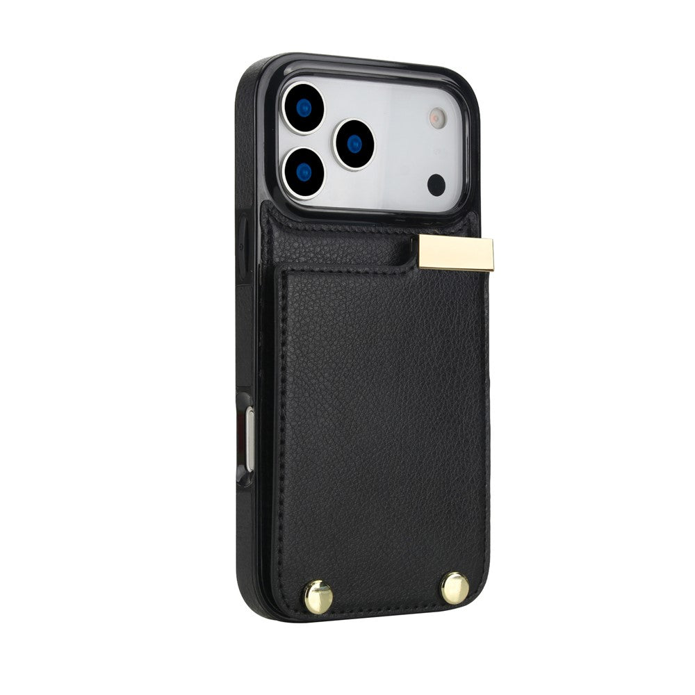Til iPhone 18 Pro Max / 17 Pro Max Cover TPU + PU-læder med hardwaredekoration og kortholder