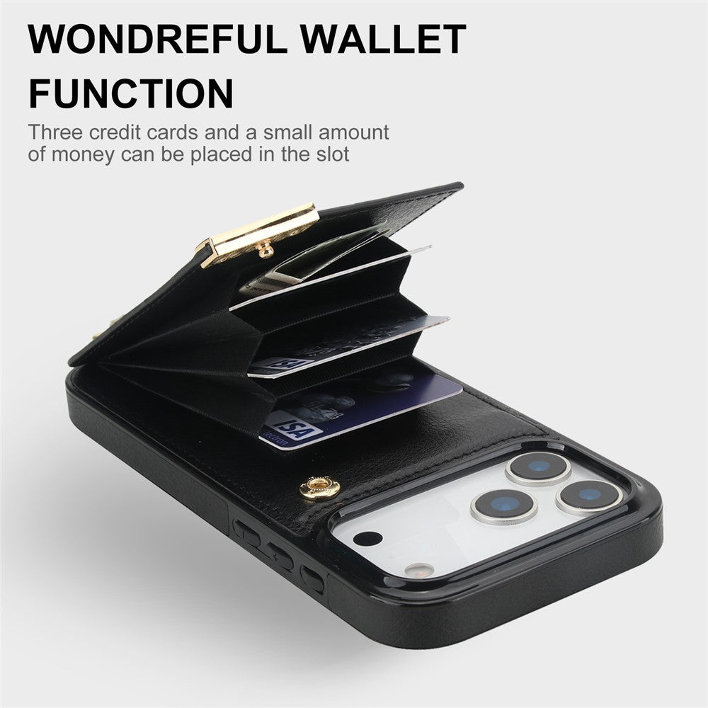 Til iPhone 18 Pro Max / 17 Pro Max Cover TPU + PU-læder med hardwaredekoration og kortholder