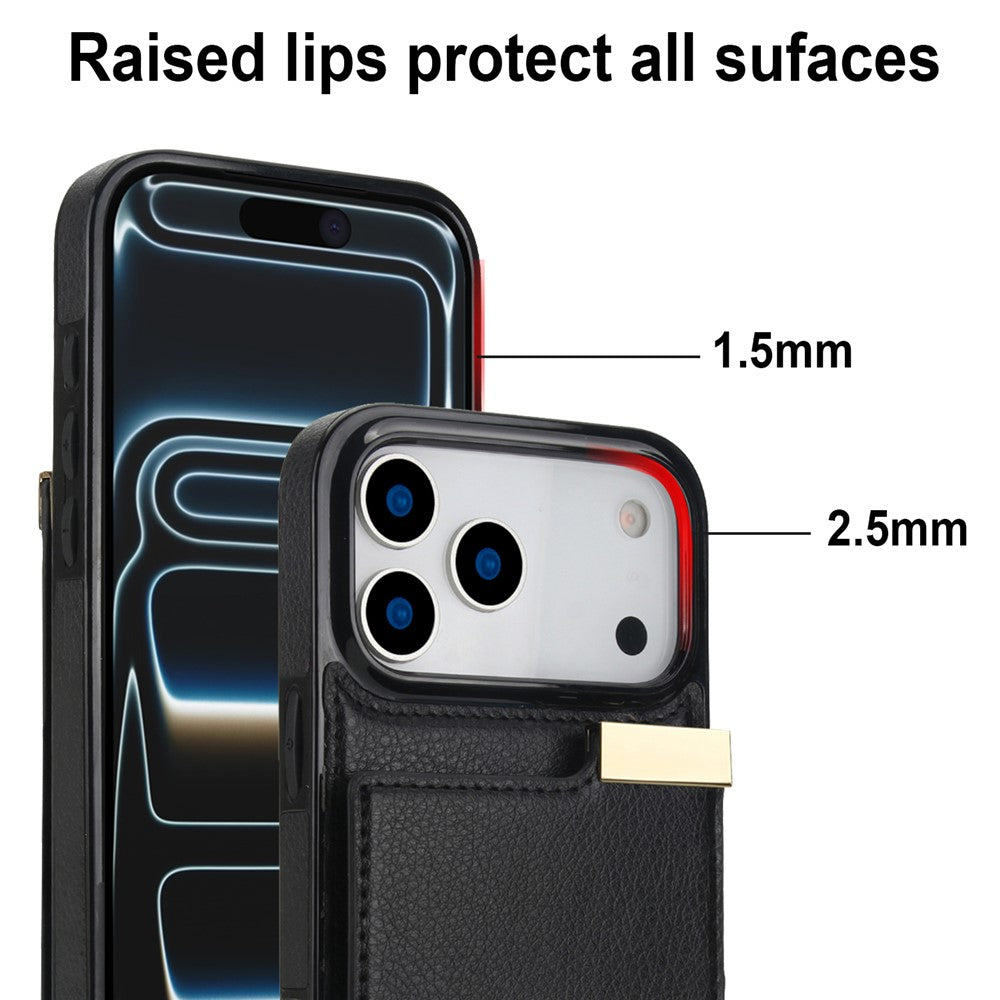 Til iPhone 18 Pro Max / 17 Pro Max Cover TPU + PU-læder med hardwaredekoration og kortholder
