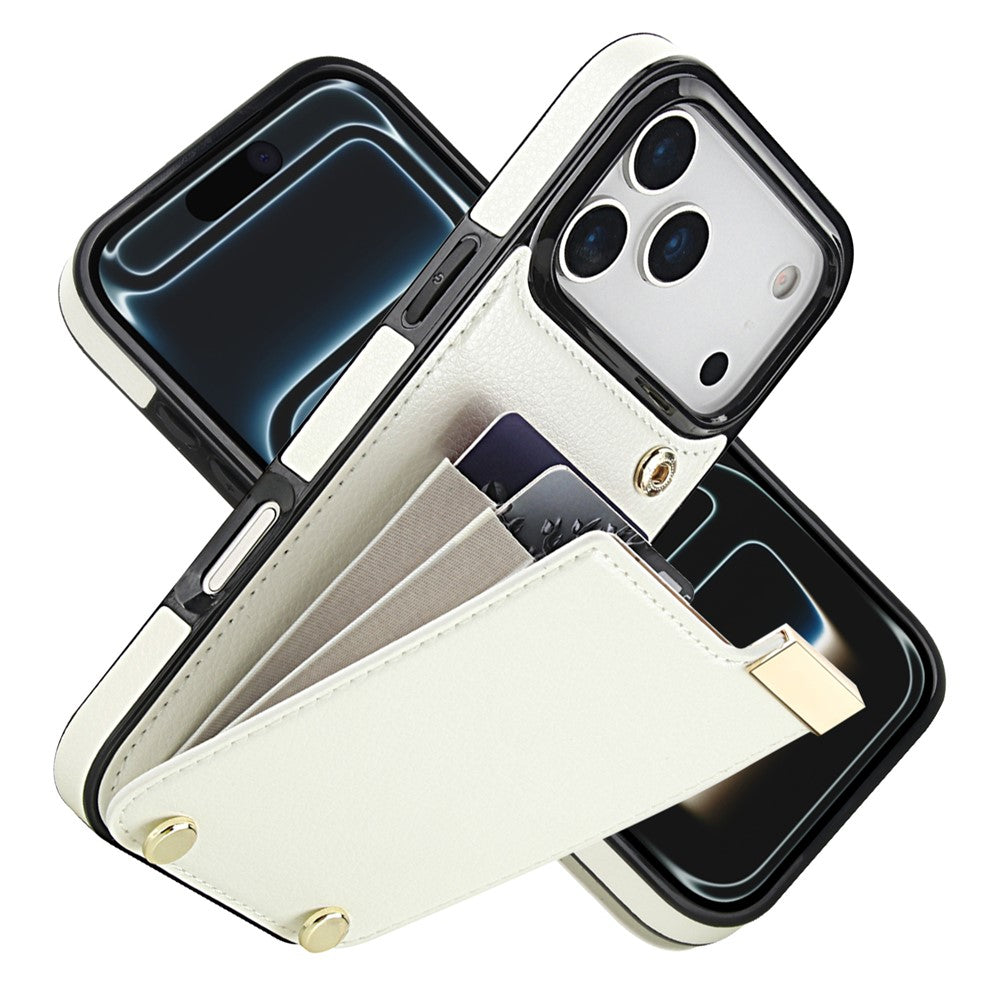 Til iPhone 18 Pro Max / 17 Pro Max Cover TPU + PU-læder med hardwaredekoration og kortholder