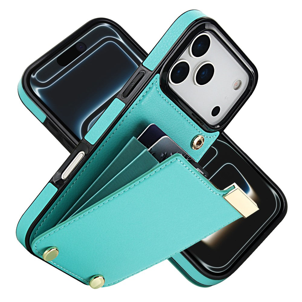Til iPhone 18 Pro Max / 17 Pro Max Cover TPU + PU-læder med hardwaredekoration og kortholder