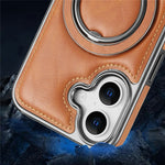 RMBMAX for iPhone 16 Case Magnetic Electroplated Kickstand PU Leather + TPU Phone Cover