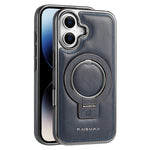 RMBMAX for iPhone 16 Case Magnetic Electroplated Kickstand PU Leather + TPU Phone Cover