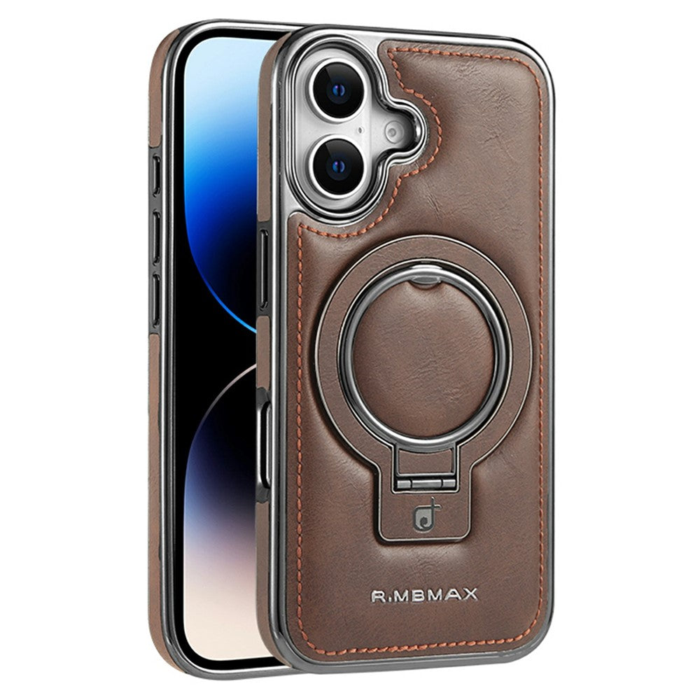 RMBMAX til iPhone 17-cover Magnetisk galvaniseret støtteben PU-læder + TPU-telefoncover