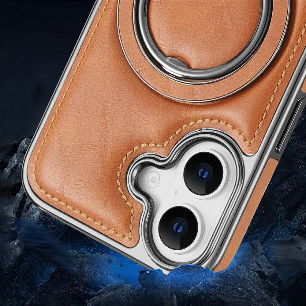 RMBMAX til iPhone 17-cover Magnetisk galvaniseret støtteben PU-læder + TPU-telefoncover