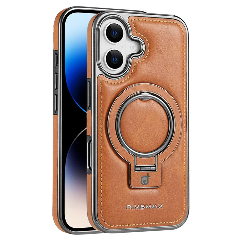 RMBMAX til iPhone 17-cover Magnetisk galvaniseret støtteben PU-læder + TPU-telefoncover