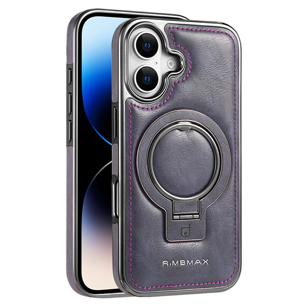 RMBMAX til iPhone 17-cover Magnetisk galvaniseret støtteben PU-læder + TPU-telefoncover