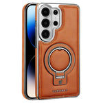 RMBMAX för Samsung Galaxy S25 Ultra-skal Magnetiskt galvaniserat stativ PU-läder + TPU-mobilskal