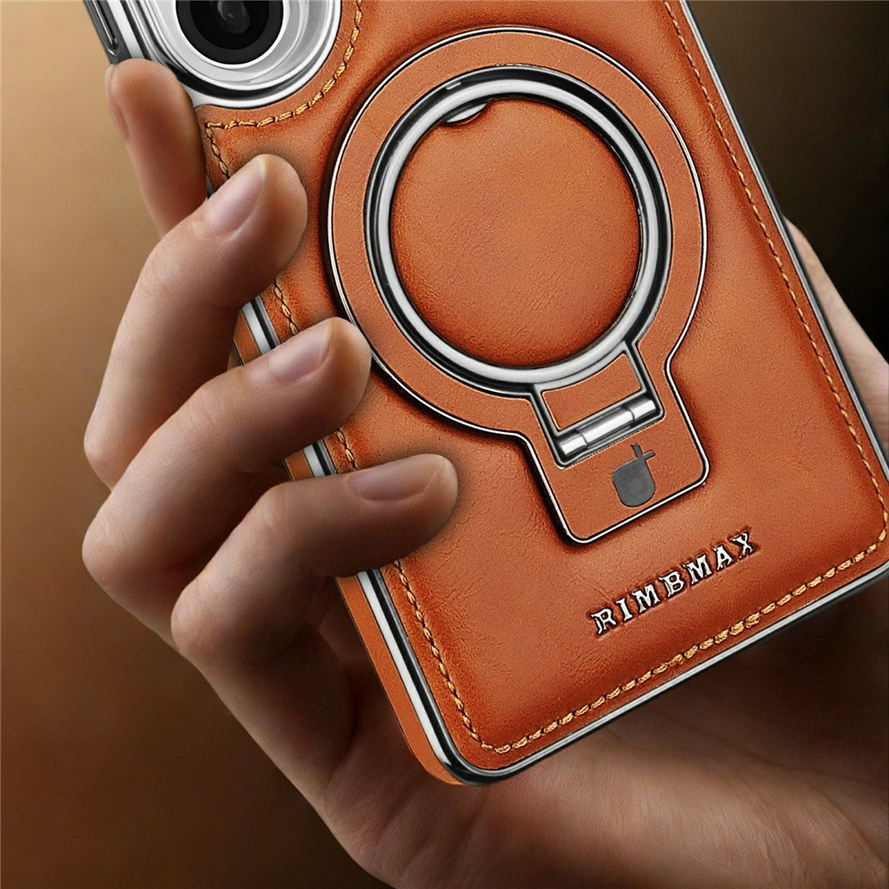 RMBMAX för Samsung Galaxy S25 Ultra-skal Magnetiskt galvaniserat stativ PU-läder + TPU-mobilskal
