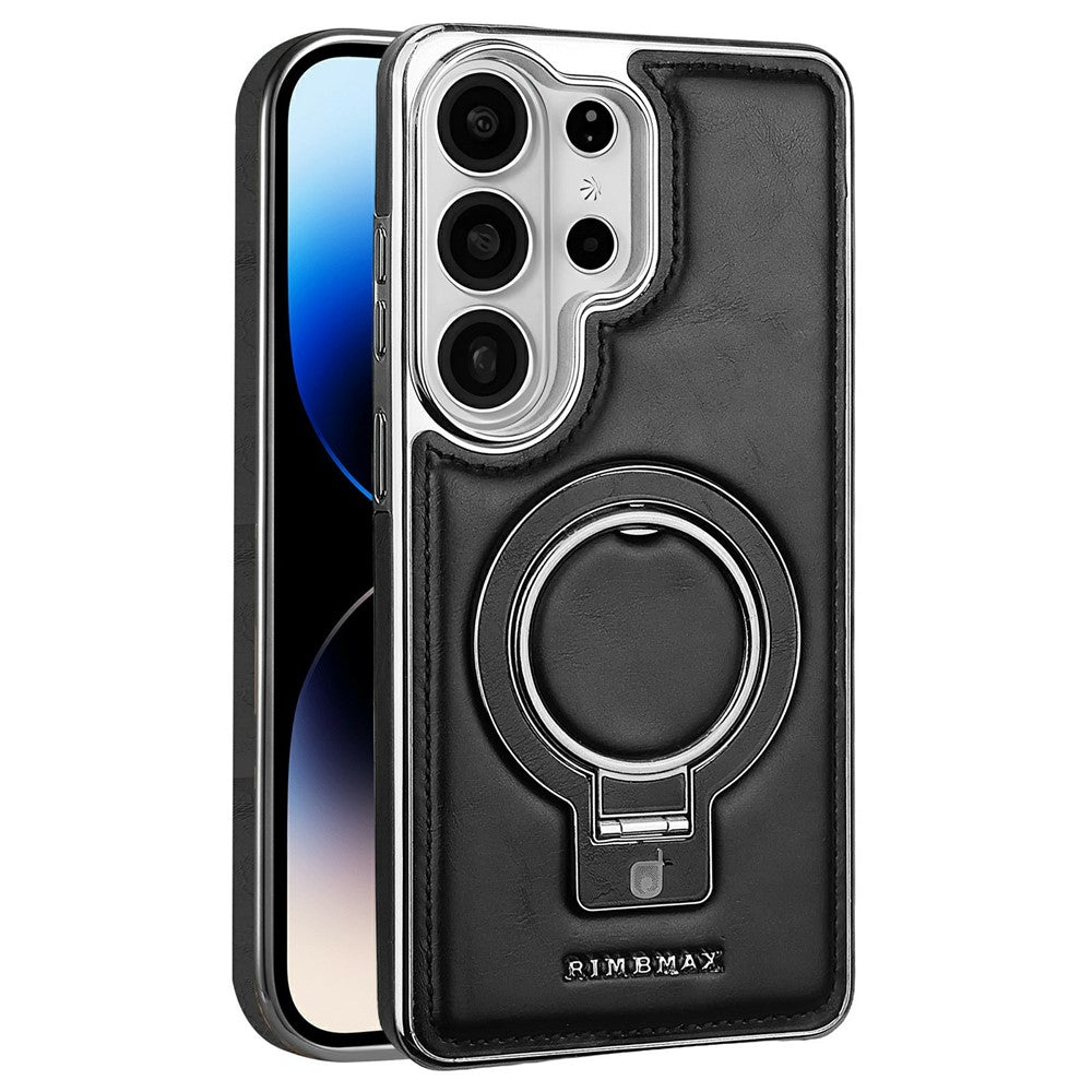 RMBMAX för Samsung Galaxy S25 Ultra-skal Magnetiskt galvaniserat stativ PU-läder + TPU-mobilskal