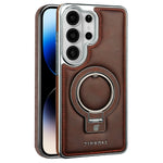 RMBMAX för Samsung Galaxy S25 Ultra-skal Magnetiskt galvaniserat stativ PU-läder + TPU-mobilskal