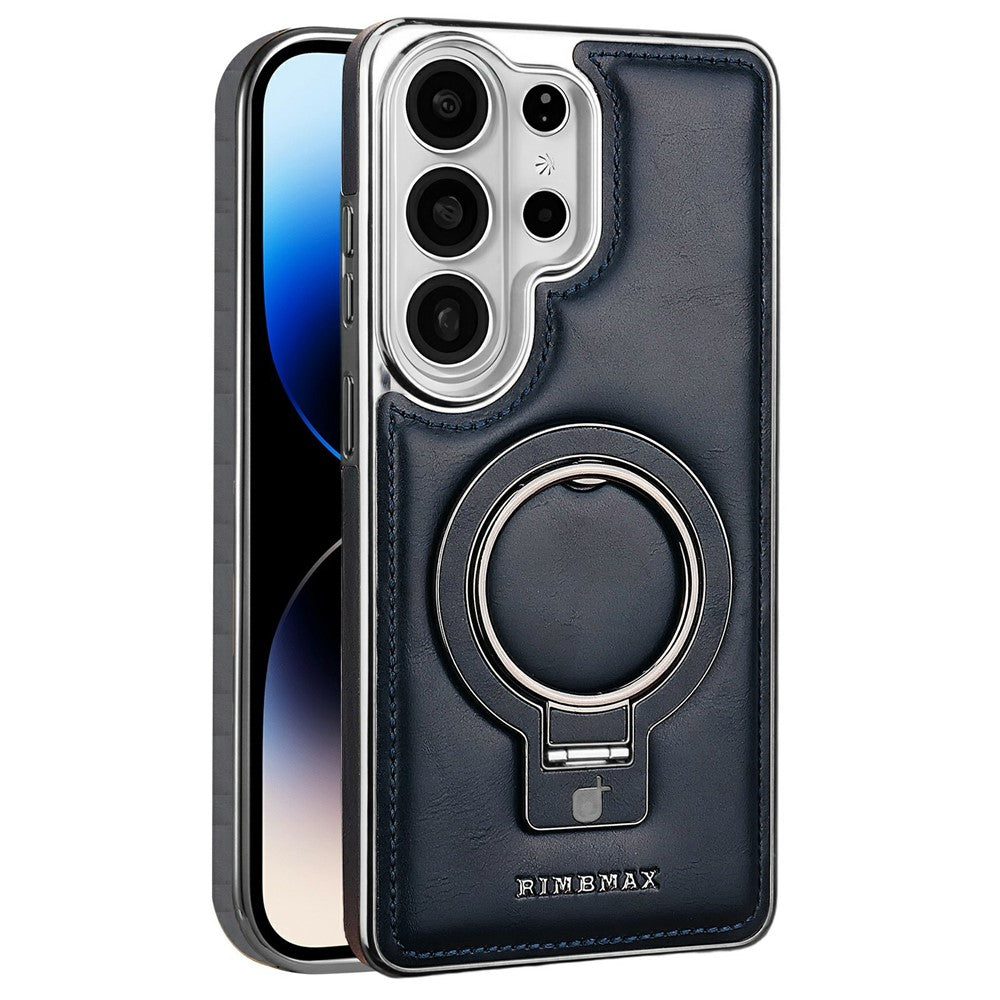 RMBMAX for Samsung	Galaxy S25 Ultra Case Magnetic Electroplated Kickstand PU Leather + TPU Phone Cover