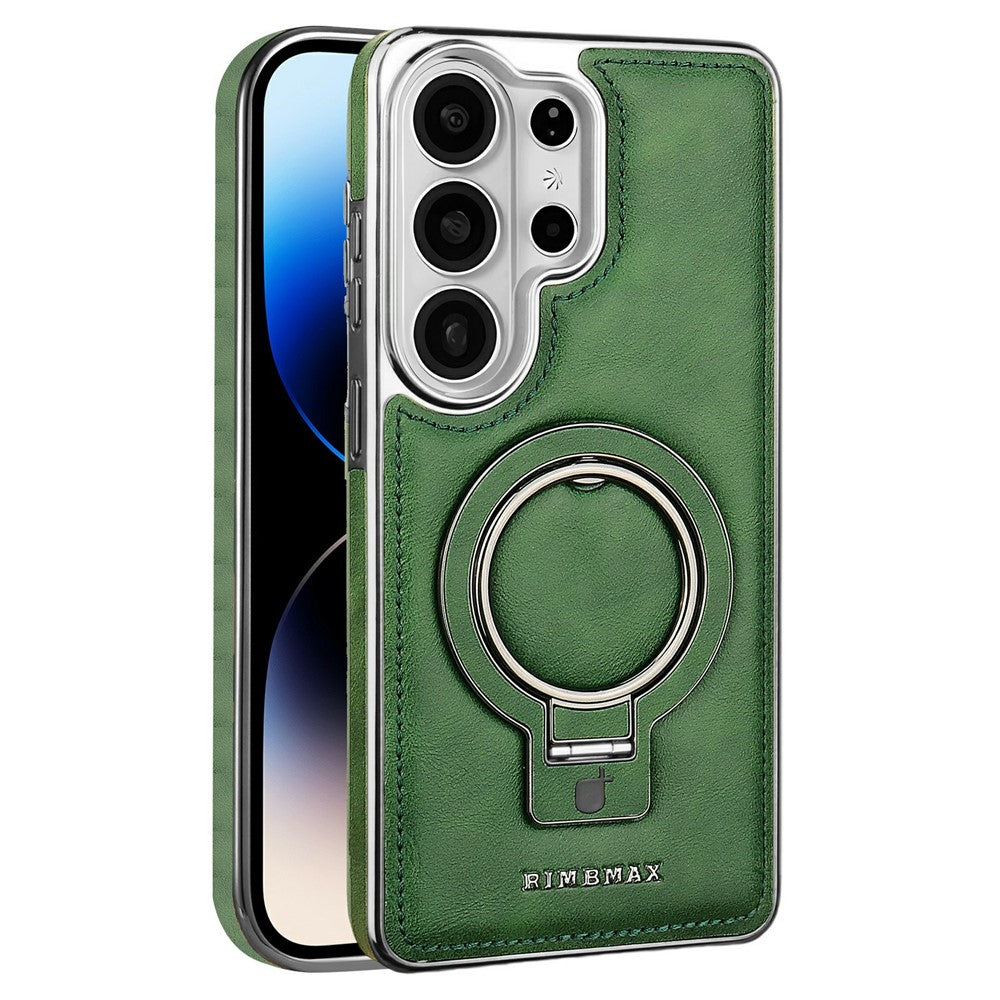 RMBMAX för Samsung Galaxy S25 Ultra-skal Magnetiskt galvaniserat stativ PU-läder + TPU-mobilskal