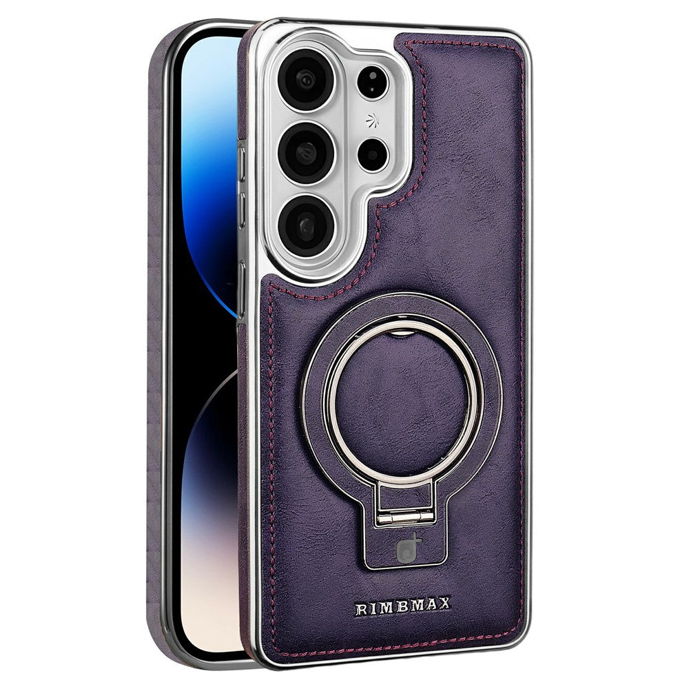 RMBMAX för Samsung Galaxy S25 Ultra-skal Magnetiskt galvaniserat stativ PU-läder + TPU-mobilskal