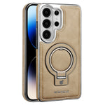 RMBMAX för Samsung Galaxy S25 Ultra-skal Magnetiskt galvaniserat stativ PU-läder + TPU-mobilskal