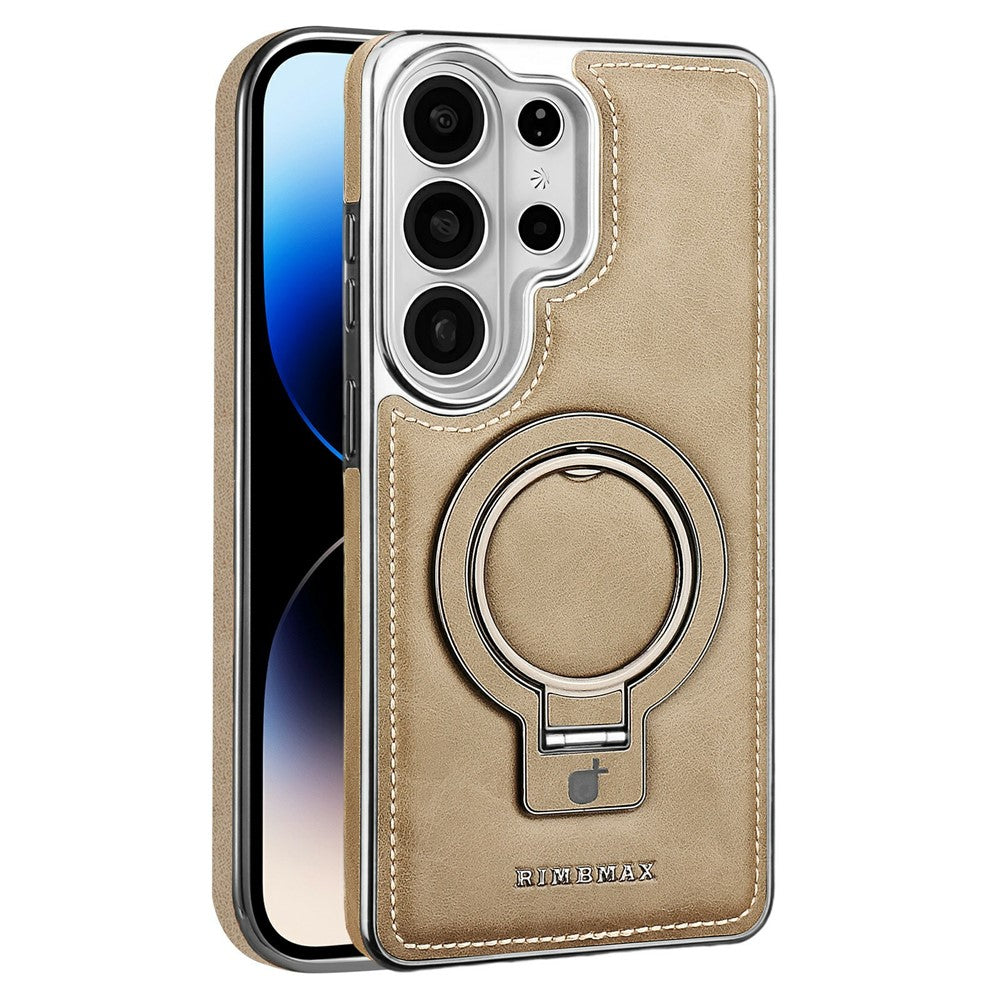 RMBMAX för Samsung Galaxy S25 Ultra-skal Magnetiskt galvaniserat stativ PU-läder + TPU-mobilskal