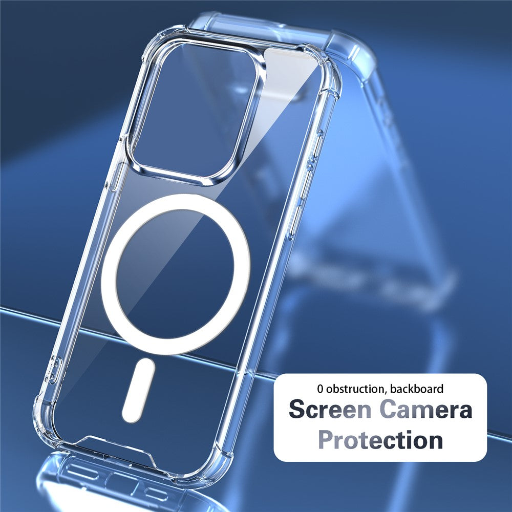 Magnetic Case For Xiaomi Redmi Note 14 5G / Note 13 5G / Poco M7 Pro 5G Four-Corner Drop Protection TPU + PC Clear Phone Cover