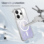 Magnetic Case For Xiaomi Redmi Note 14 5G / Note 13 5G / Poco M7 Pro 5G Four-Corner Drop Protection TPU + PC Clear Phone Cover