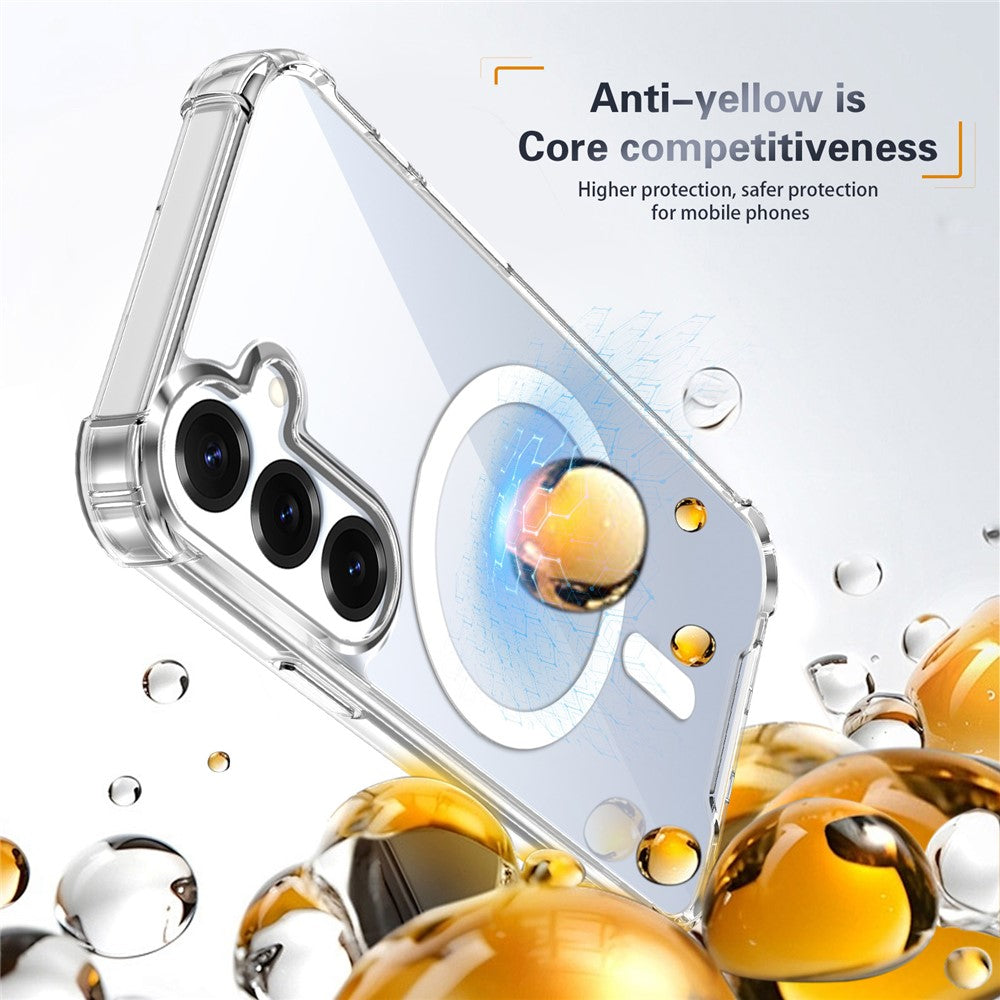 Til Samsung Galaxy S25 magnetisk cover, firehjørners faldsikring TPU + PC klart telefoncover