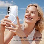Til Samsung Galaxy S25 magnetisk cover, firehjørners faldsikring TPU + PC klart telefoncover