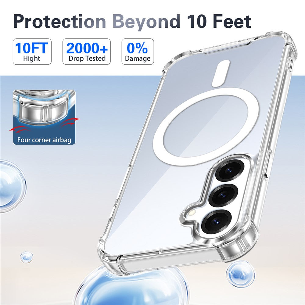 Til Samsung Galaxy S25 magnetisk cover, firehjørners faldsikring TPU + PC klart telefoncover