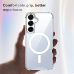 Til Samsung Galaxy S25 magnetisk cover, firehjørners faldsikring TPU + PC klart telefoncover