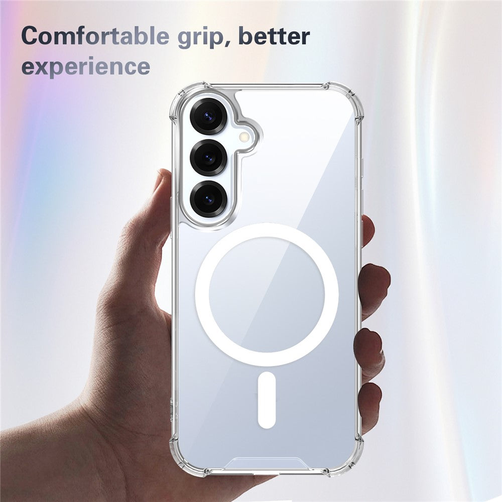 Til Samsung Galaxy S25 magnetisk cover, firehjørners faldsikring TPU + PC klart telefoncover