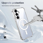 Til Samsung Galaxy S25 magnetisk cover, firehjørners faldsikring TPU + PC klart telefoncover