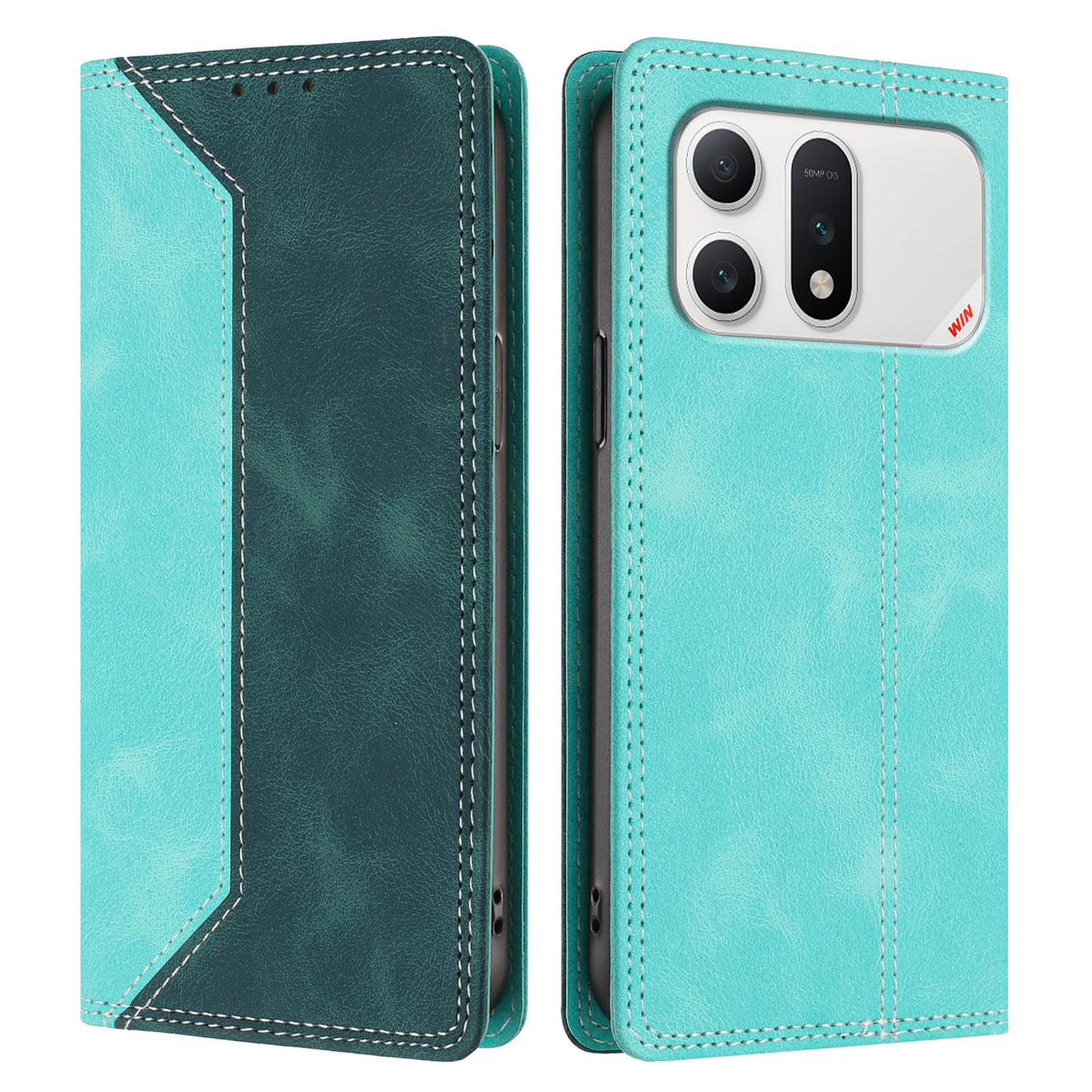 For Honor Win Turbo 5G Leather Case Skin Touch Color Splicing RFID Blocking Wallet Stand Phone Cover