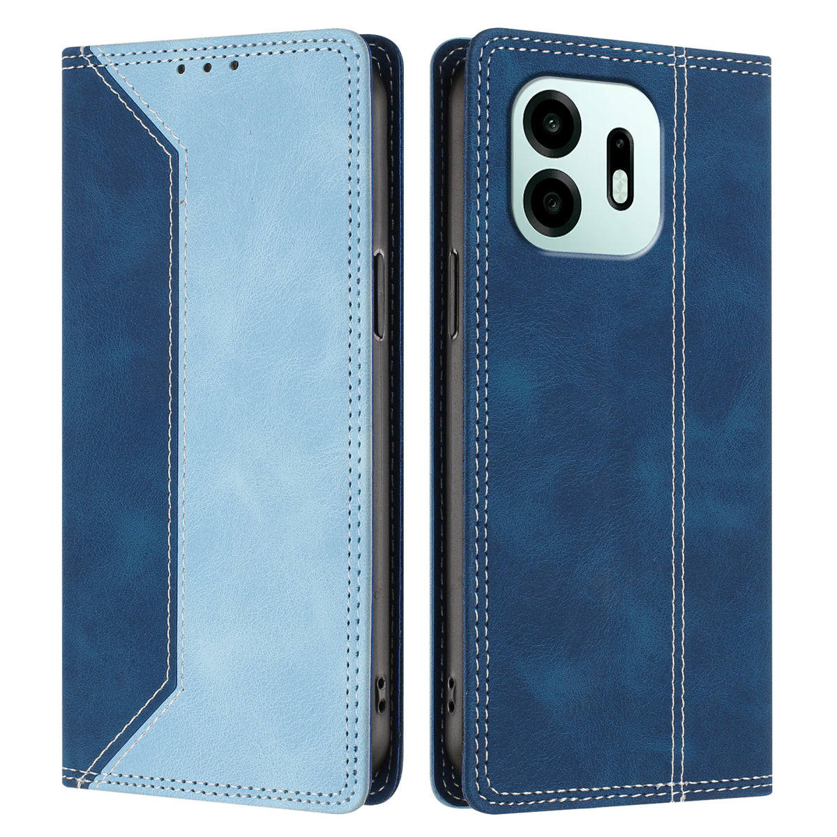 For OnePlus N6 4G Leather Case Skin Touch Color Splicing RFID Blocking Wallet Stand Phone Cover