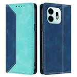 For OnePlus N6 4G Leather Case Skin Touch Color Splicing RFID Blocking Wallet Stand Phone Cover