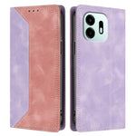 For OnePlus N6 4G Leather Case Skin Touch Color Splicing RFID Blocking Wallet Stand Phone Cover